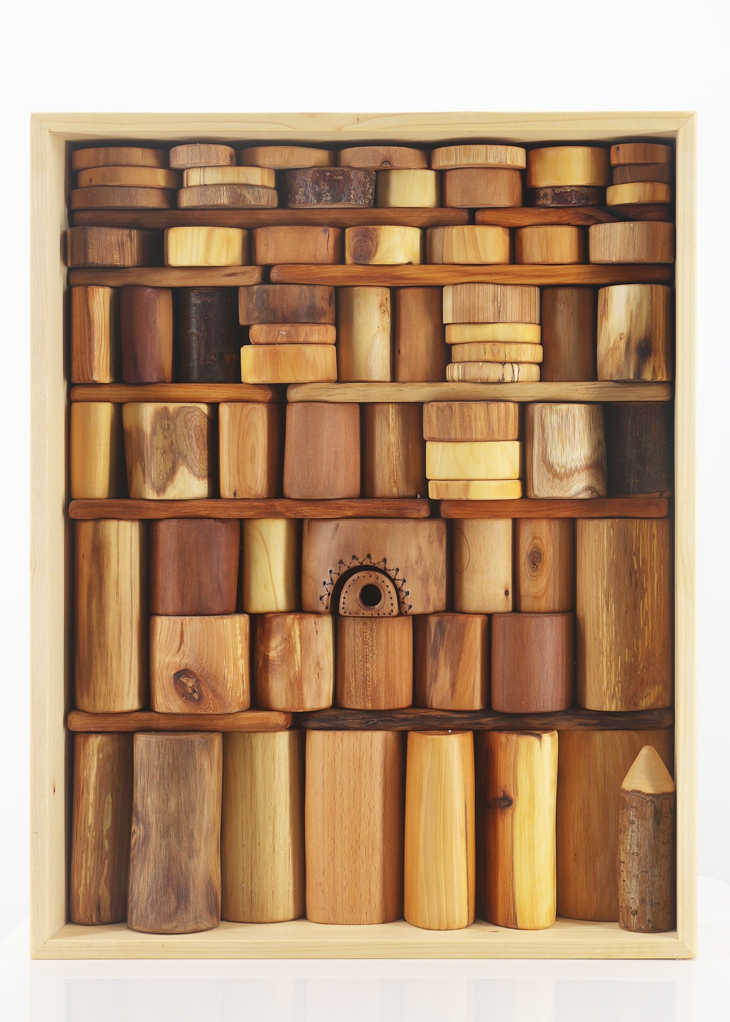 Präsentkasten mit natur Holz Bau - & Spielmaterial